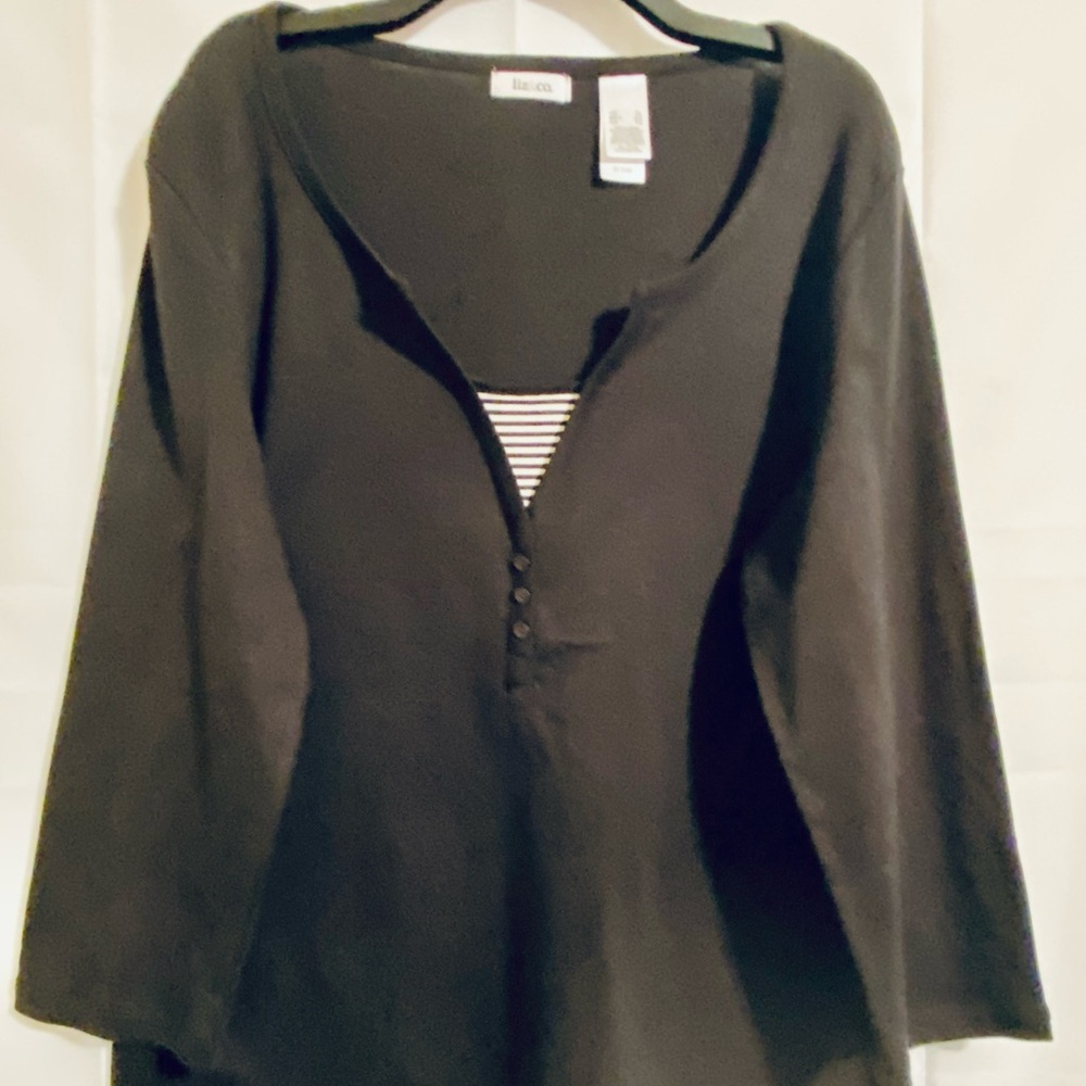 Liz & Co. Women's Black Long Sleeve Top XL - Picture 5 of 11